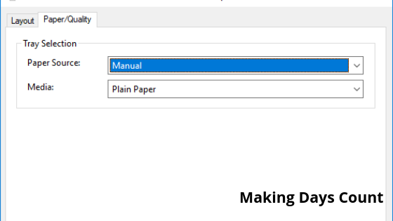 Setting the manual setting for printing