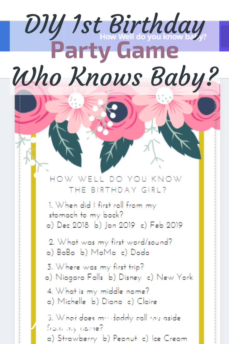 Who knows baby best? 1st birthday party game diy