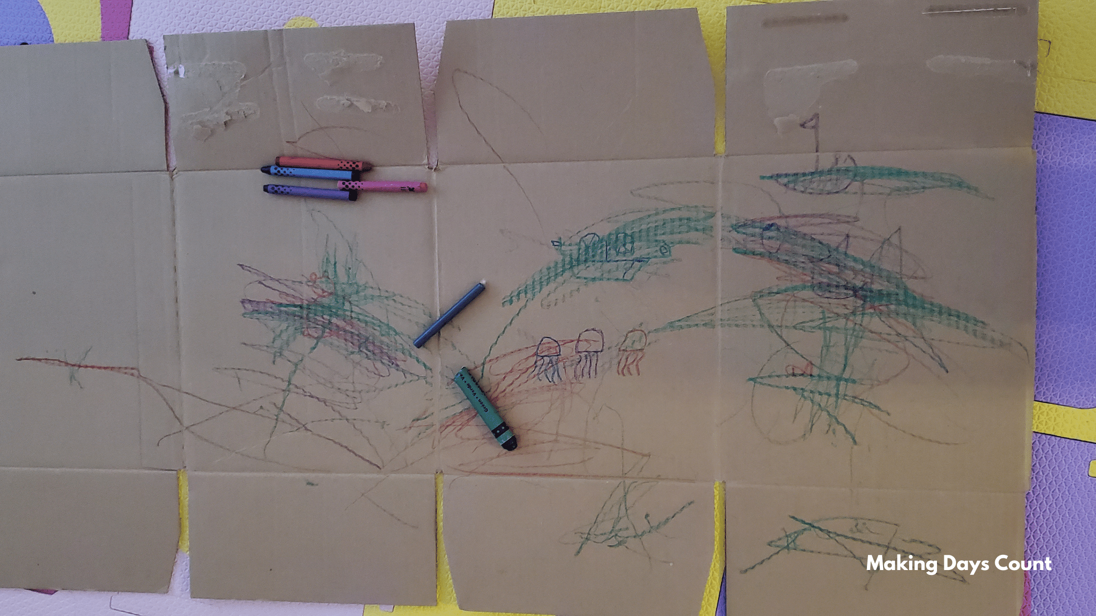 Indoor Toddler Activities: Cardboard drawing